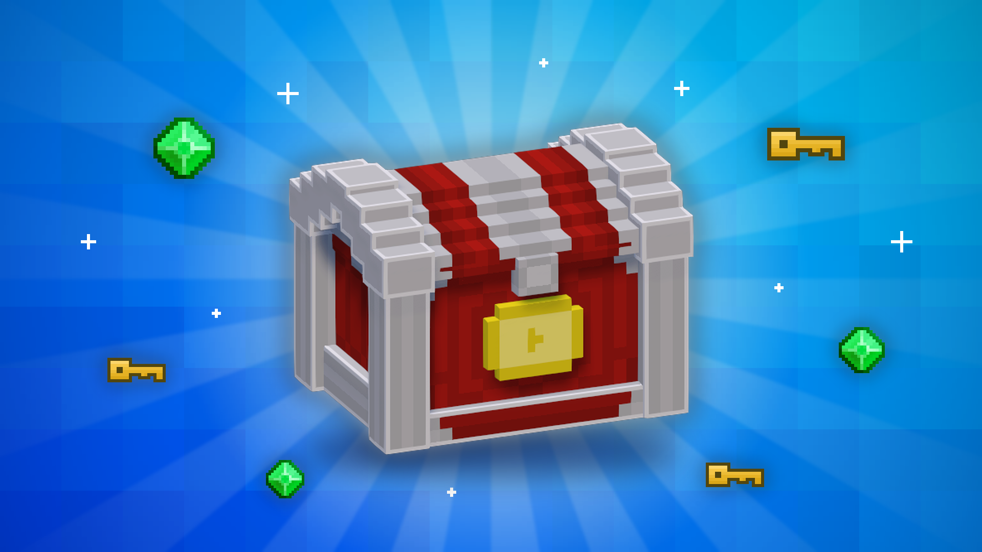 The Ad Chest surrounded by Gems and Keys