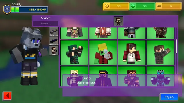 Character skins in the Armory